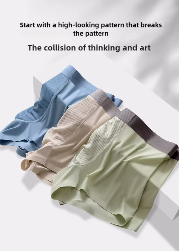 Summer Men's Underwear. Ice Silk Double-sided Hollow-out Men's Boxer Briefs. They Are Seamless, Breathable, Antibacterial. 3 PIECES COMBO PACK